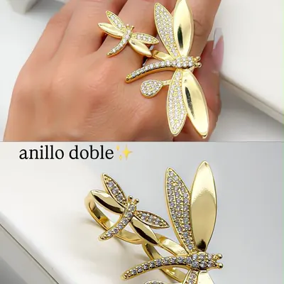 Anillo doble con figura de libélula