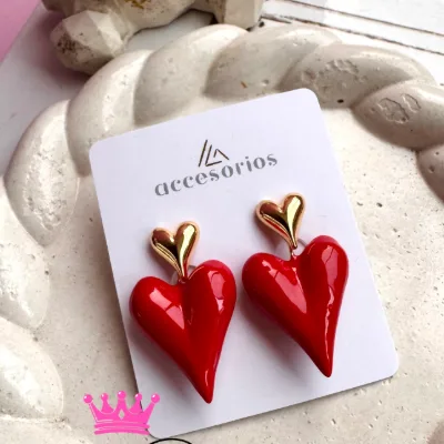 Aretes largos en rodio, doble color