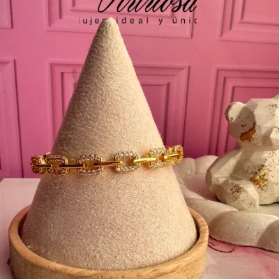 Brazalete en rodio y circones