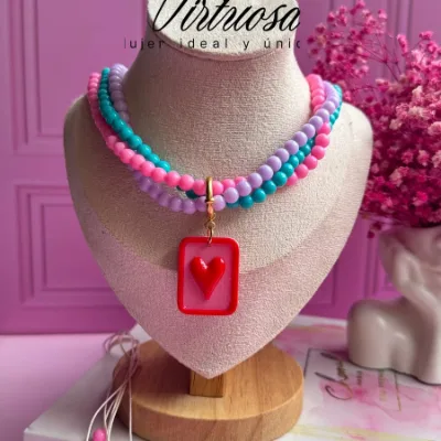 Collar en ábaco #6 con terminación en tejido macrame