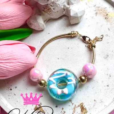 Pulsera tipo pandora y dona en resina grande, abaco#16