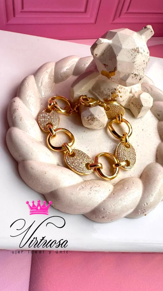 Pulsera en rodio y cristales